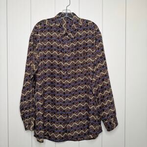 Jhane Barnes 100% Silk Abstract Geometric Button Up Shirt L